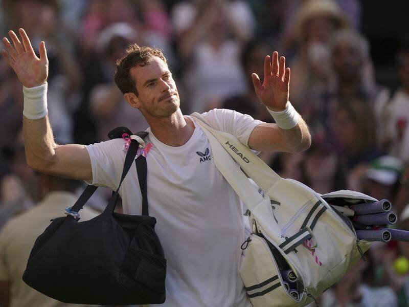 Andy Murray leaves the court after losing to Stefanos Tsitsipas at Wimbledon. (AP PHOTO)