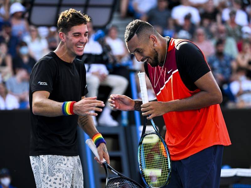 Thanasi Kokkinakis and Nick Kyrgios are into the quarter-finals of the Australian Open doubles.