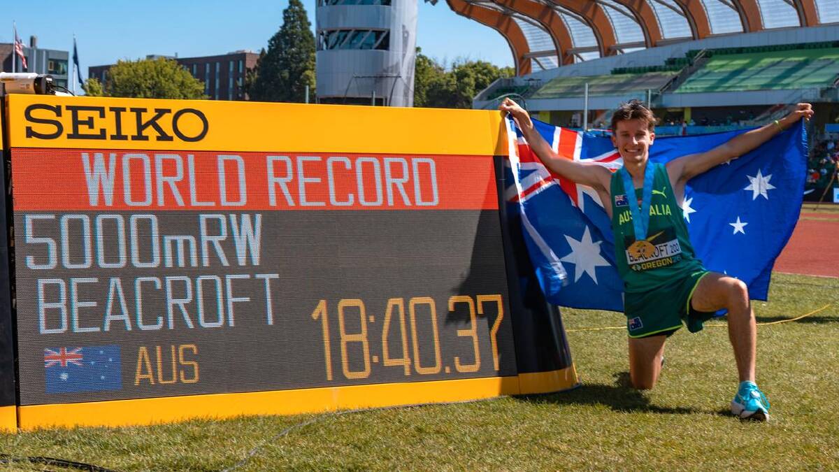 Isaac Beacroft smashed the world record as he won the 5km race walk. (PR IMAGE PHOTO) Isaac Beacroft smashed the world record as he won the 5km race walk. (PR IMAGE PHOTO)
