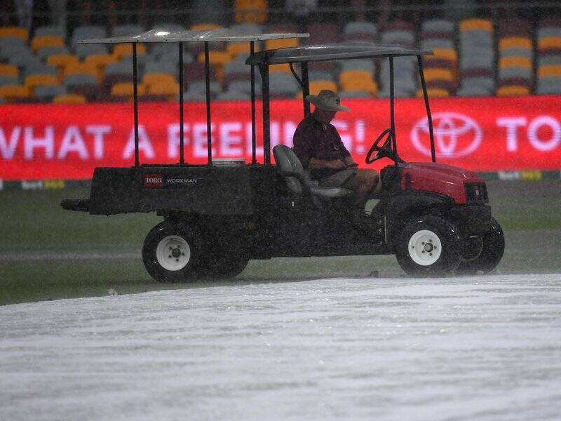 Just 13.2 overs were bowled on day one of the third Test at the Gabba due to rain. Photo: Jono Searle/AAP PHOTOS Just 13.2 overs were bowled on day one of the third Test at the Gabba due to rain. Photo: Jono Searle/AAP PHOTOS