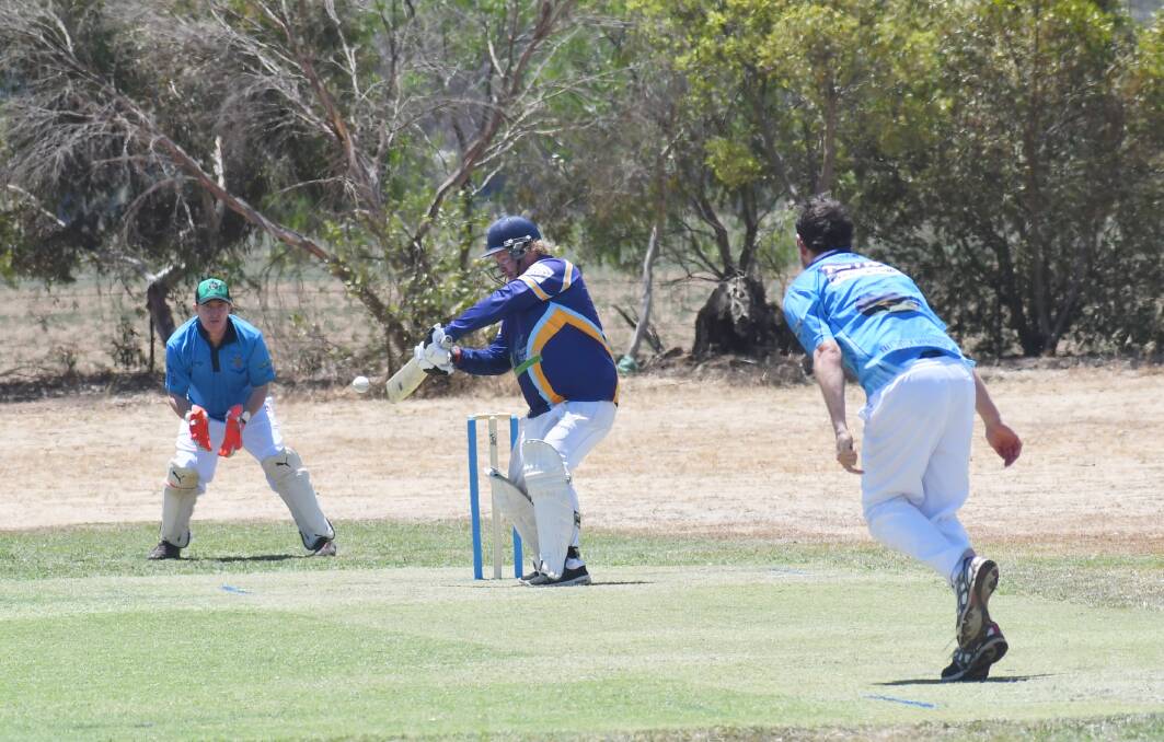 SHOT: Rand's Bryce Swift sneaks one away against TRYC during CAW Hume cricket. Photo: LORRI RODEN