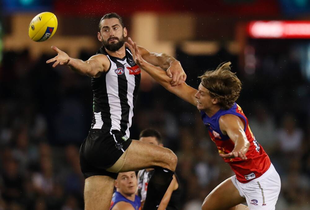 DOMINATION: Brodie Grundy dominated the hit-outs but the Magpies' midfielders were again unable to capitalise. Photo: Michael Willson/AFL Photos via Getty Images