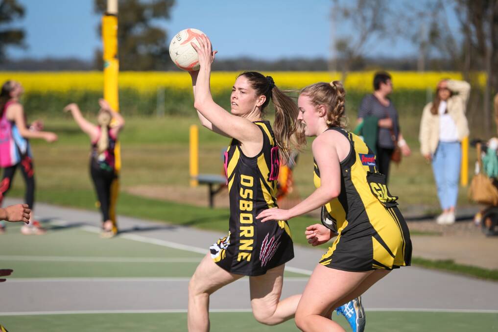 Osborne's Caren Hugo has been a huge pick up for the club in attack this season. She has a strong background in basketball. Osborne has a team in all five grades of netball finals.