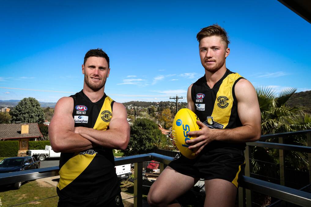 LOCAL CONNECTION: Brayden O'Hara (left) and Jake Gaynor are set to fire for the Wagga Tigers in this weekend's grand final. 