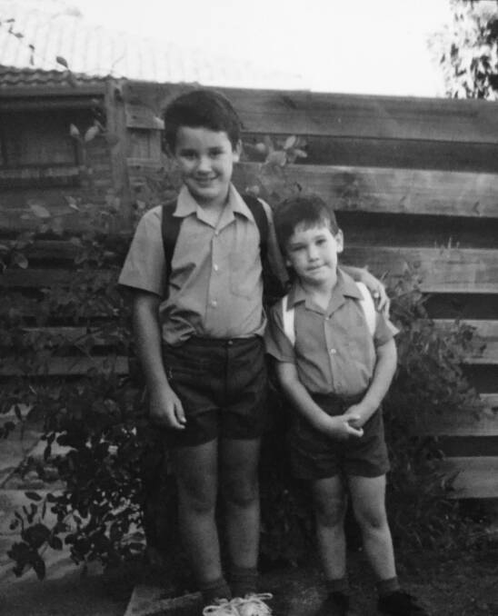 Mat and Drew Westfield on Drew's first day of school at Summerdale Primary in 1991. Picture: File