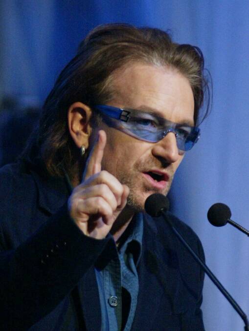 SUPPORTER: U2 singer Bono was praying for Scarlett Hack while she was sick. Picture: CP, Jonathan Hayward
